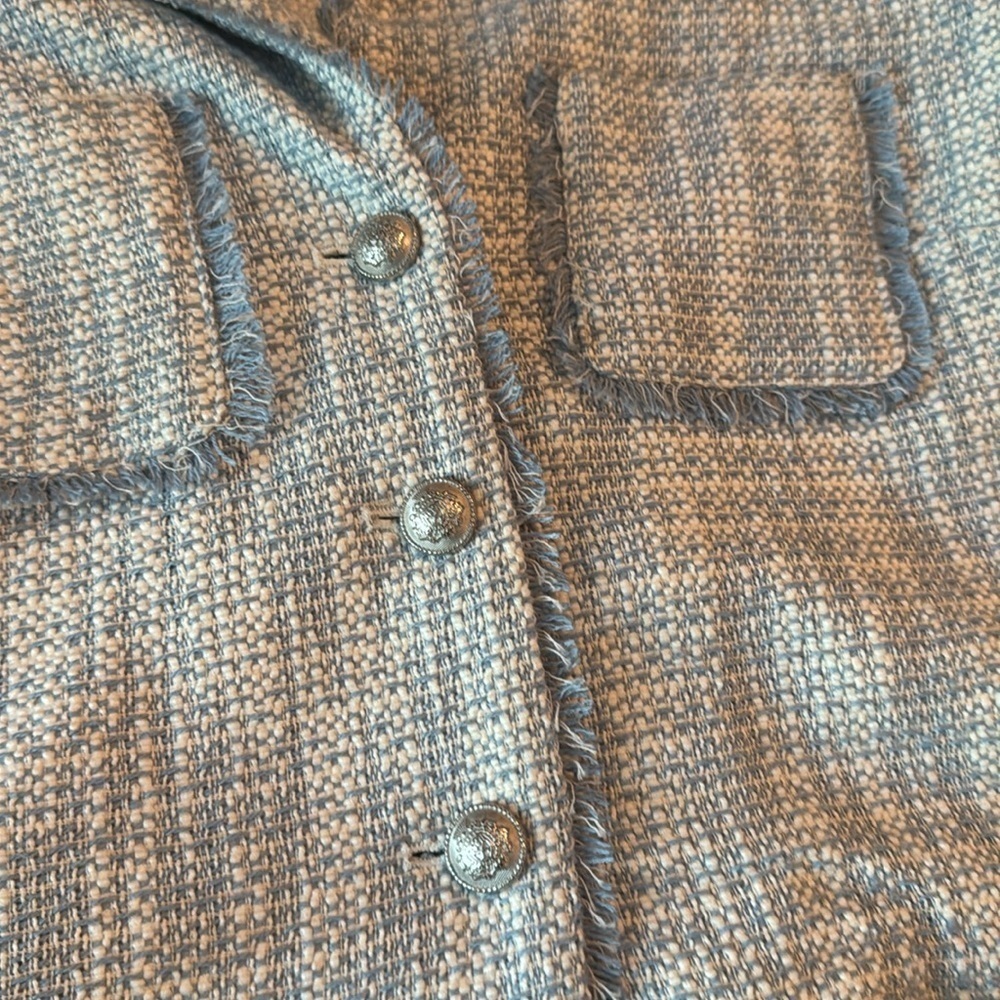 Joie Light Blue and white Tweed Short-Sleeve Blazer medium - Picture 5 of 7